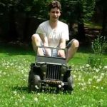 Bryan on his 1/3 scale mini WWII Willys Jeep