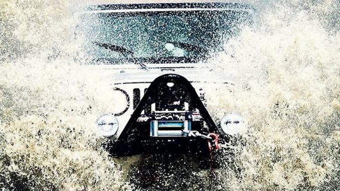 Jeep Wrangler making a splash